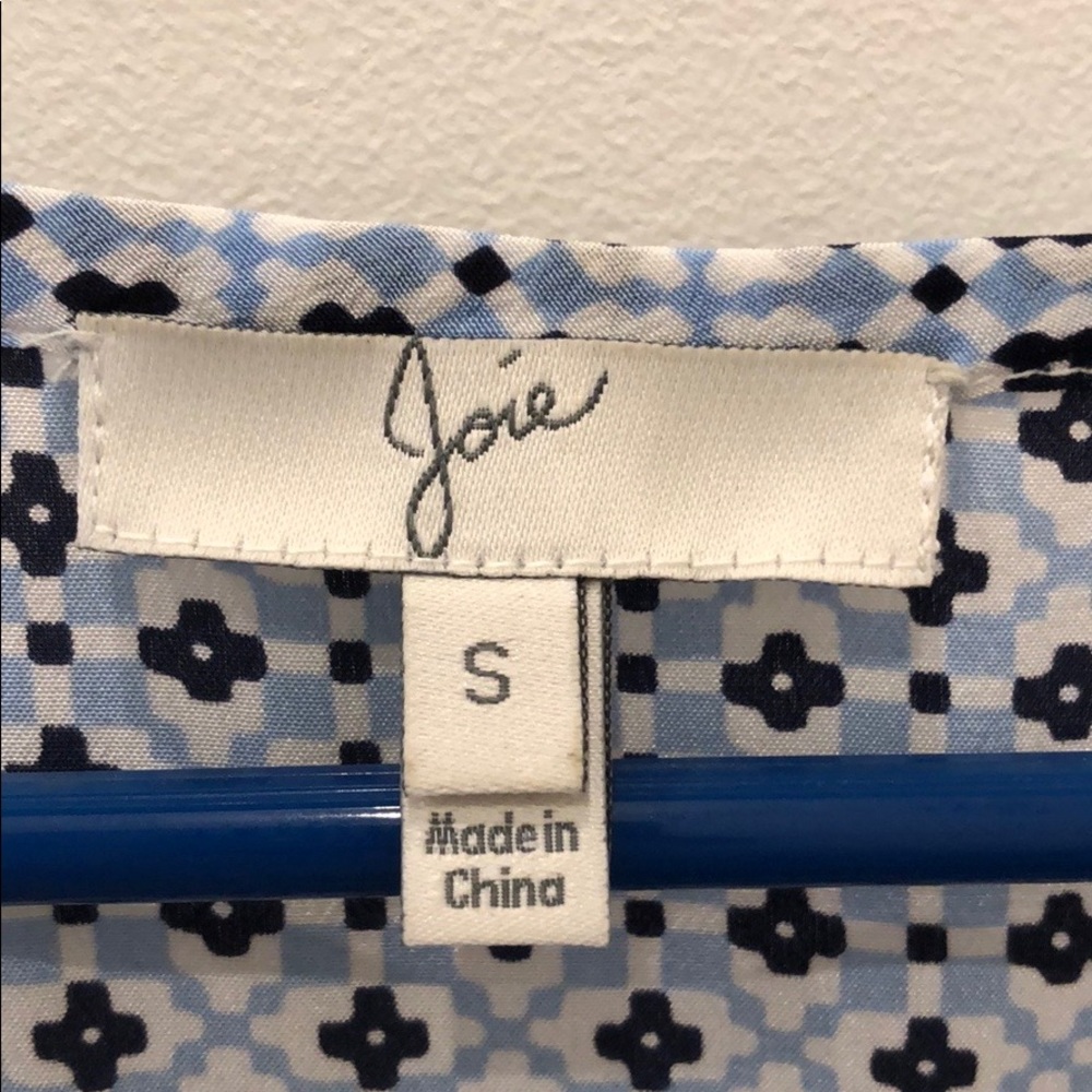 Joie Blue Geometric Silk Blouse - Picture 4 of 5